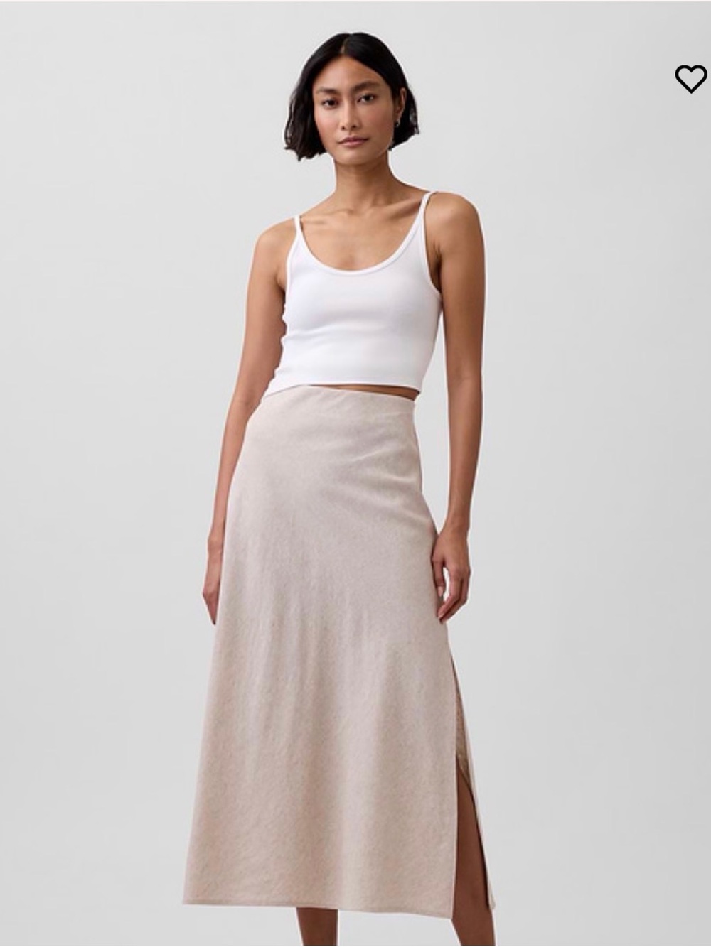 GAP Cream Maxi Slip Skirt with Side Slit